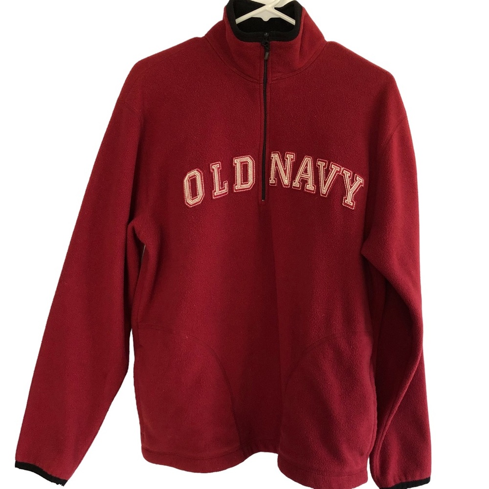 Old Navy Men’s Red Pullover 1/4 Zip Fleece Jacket
